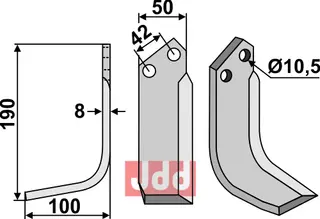 Blad 190x50mm til Nibbi Bruno Lengde 190mm, bredde 50mm