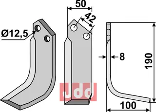 Blad 190x50mm til Nibbi Bruno L: 190mm, B: 50mm, H: 12,5mm