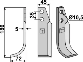Fres kniv 186x45 mm venstre