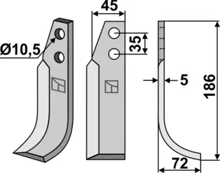 Fres kniv 186x45 mm høyre