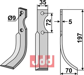 Blad 197x35mm til Nibbi Decimo Lengde: 197mm, Bredde: 35mm