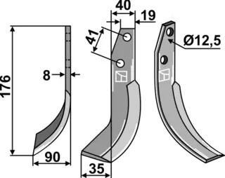 Kniv til Bertolini og Ommas 176mm lengde, 40mm bredde