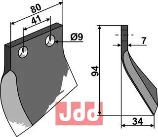 Grøftefreseblad til Oosterlaan Lengde 94mm, hullavstand 41mm