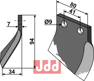 Grøftefreseblad til Oosterlaan Lengde 94 cm, tykkelse 7 mm