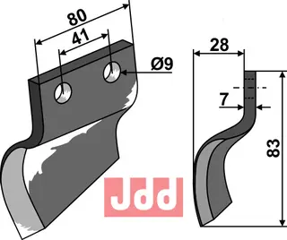 Grøftefreseblad til Oosterlaan Lengde 83, Bredde 80, Tykkelse 7