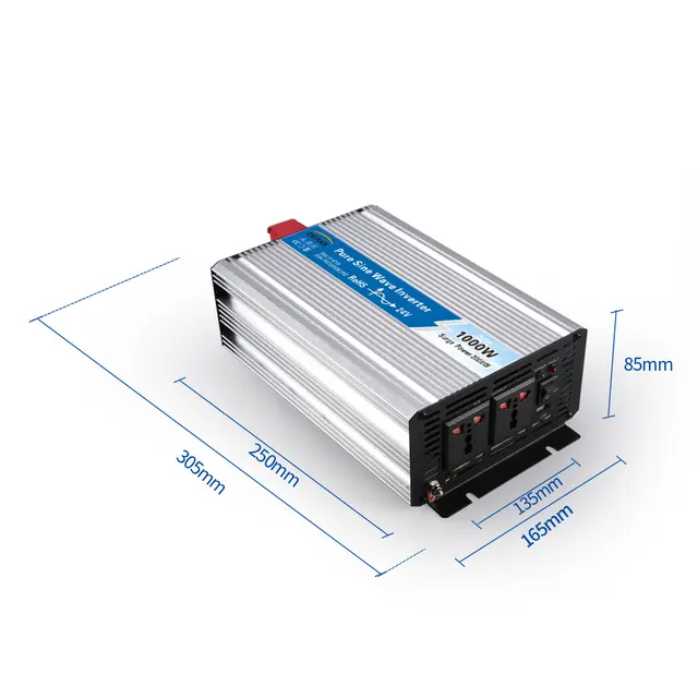 Spenningsomformer fra 24 Volt 230 volt Maks effekt 1000 watt - Peak 2000 watt 