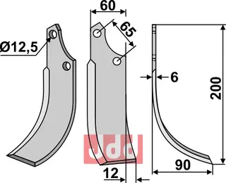 Blad til Ortolan 200x60mm, hull 12,5mm