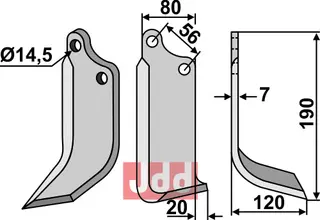 Blad 190x80mm til Ortolan Lengde 190mm, bredde 80mm