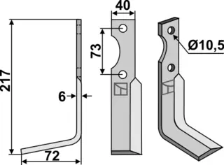 Kniv til Pasbo 217mm lengde, 40mm bredde