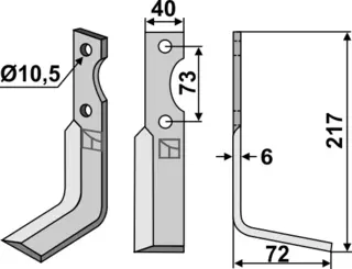 Blade til Pasbo 217x40mm, hull: 10,5mm