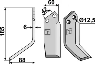 Fres kniv 185x60 mm venstre