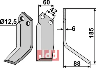 Blad 185x60mm til Pasquali L: 185mm, B: 60mm, H: 12,5mm
