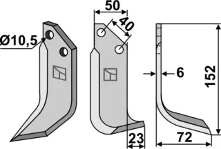 Freserkniv 152x50 mm høyre hull 10,5, avst. 40