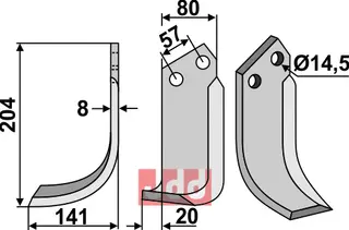 Blad 204x80mm til Pegoraro Lengde 204mm, tykkelse 8mm
