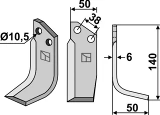 Freserkniv 140x50 mm høyre hull 10,5, avst. 38