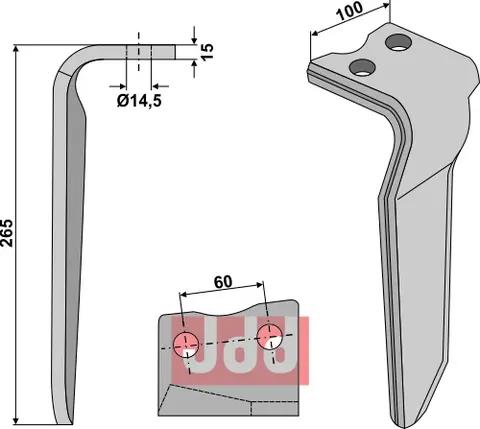 Høyvender-tind til Howard/Remac 265 mm - 14,5 mm hull