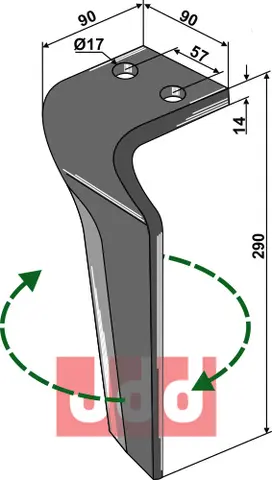Høyvender tind til Becker, Carraro Lengde 290 mm - Tykkelse 14 mm