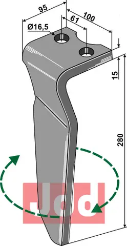 Høyvender tind til Krone Lengde 280 mm - Bredde 100 mm