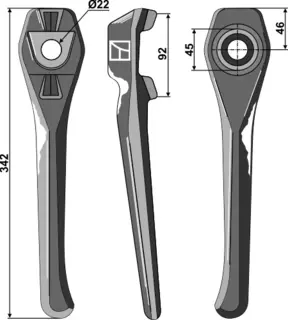 Rotorharvtind 342 mm venstre