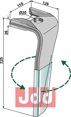 Tine til Kuhn rotary harv 325mm, venstre, HR 1003 D
