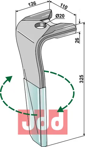 Tine for Kuhn rotary harv 325mm, type FAST-FIT, HR 1003 D