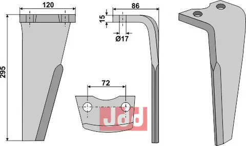 Tind for rotorharv til Niemeyer 295 mm - KR 2520/3020/4020 Super