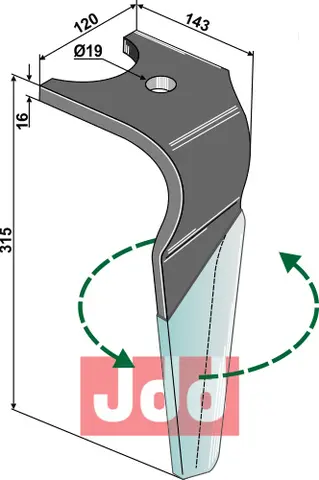 Tine for Kuhn rotary harv 315mm, type FAST-FIT 2