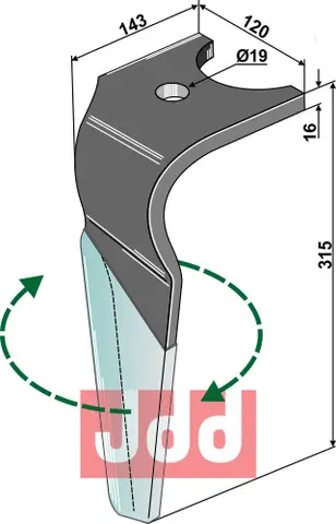 Tine for Kuhn rotary harv 315mm, HR 103 - 1004