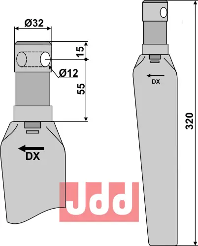 Rotorharvetand høyre - JDD Utstyr