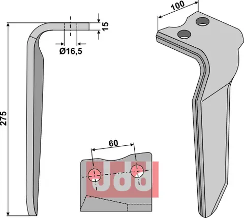 Tind til Howard Lengde 275 mm - Bredde 100 mm