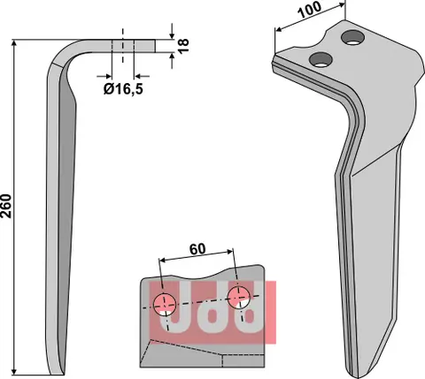 Tind til Howard L260 x B100 x T18 mm