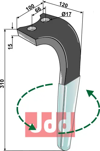 Rotorharvetand (DURAFACE) - venstre - JDD Utstyr