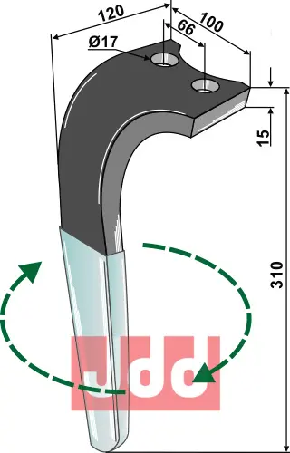 Rotorharvetand (DURQFACE) høyre - JDD Utstyr