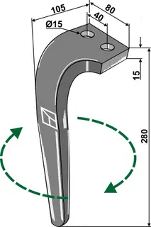 Rotorharvtind 280 mm høyre Til Rabe KG 26 EMKE