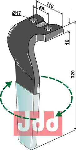Tine for Kuhn rotary harv 320mm, HR 1000/1001/1002