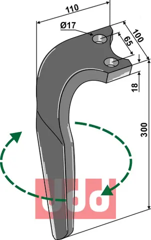 Tine for Rabe rotary harver 300mm, 17mm hull, KG 41, SKE