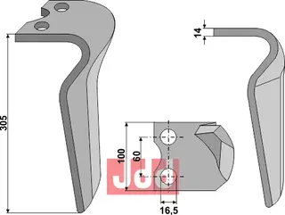 Venstre tind til Morra 305 mm - 14 x 100 mm