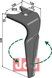 Tine for Amazone rotorharv 330mm lengde, 120mm bredde