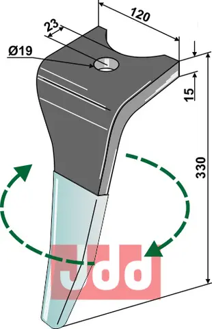 Tine for Amazone rotary harv 330mm, 19mm hull, 120mm bredde