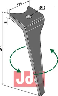 Tine for Amazone rotorharv Ø19, 415mm, Kartoffelzinken