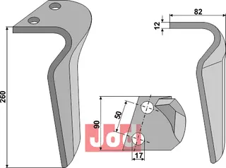 Tine for Breviglieri rotary harv 260mm, hullavstand 50mm, KSE