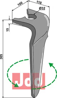 Tind til Breviglieri Lengde 305 mm, Bredde 100 mm