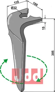 Tine for Breviglieri rotorharv 305mm, MekFarmer 140-240K