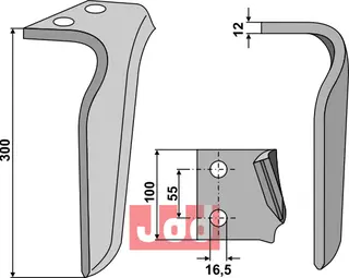 Tine for Frandent rotorharv Lengde 300mm, hull 16,5mm