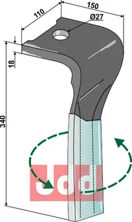 Tine for rotary harrows Landsberg Lengde 340mm, bredde 110mm