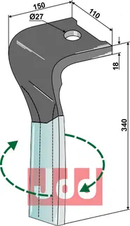 Tine for Pöttinger Lengde 340 mm, DURAFACE