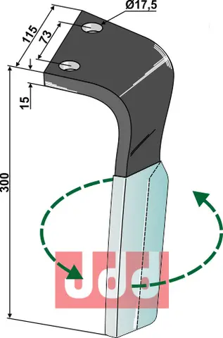 Tine for rotary harv Lemken Lengde 300mm, Duraface, 17,5mm hull