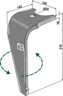 Rotorharvtind venstre Til Kuhn HR 103/1003D/6003DR ab