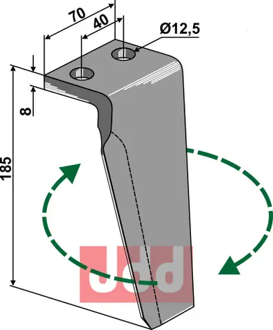 Tind til Agromec/Muratori 185 mm - Bredde 70 mm