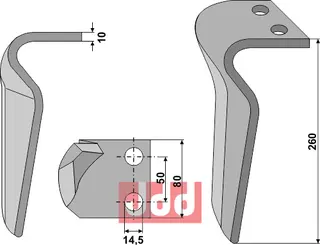 Tind for rotary harver Alpego 260mm lengde, RA SIRIO